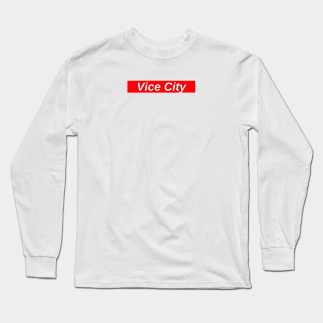 Vice City // Red Box Logo Long Sleeve T-Shirt by FlexxxApparel